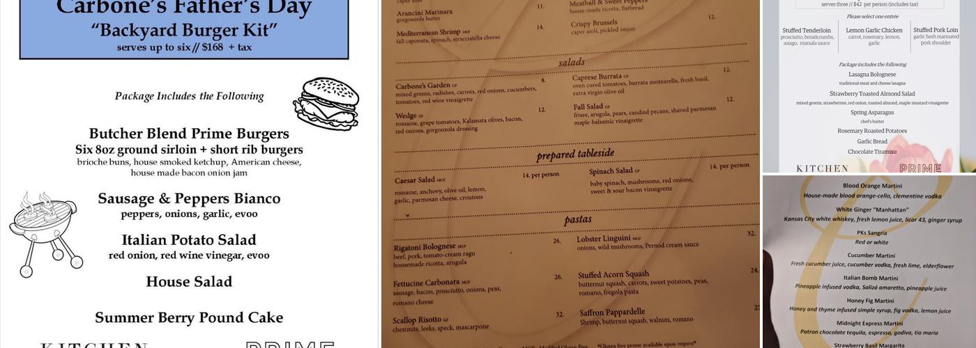 Carbone's Menu