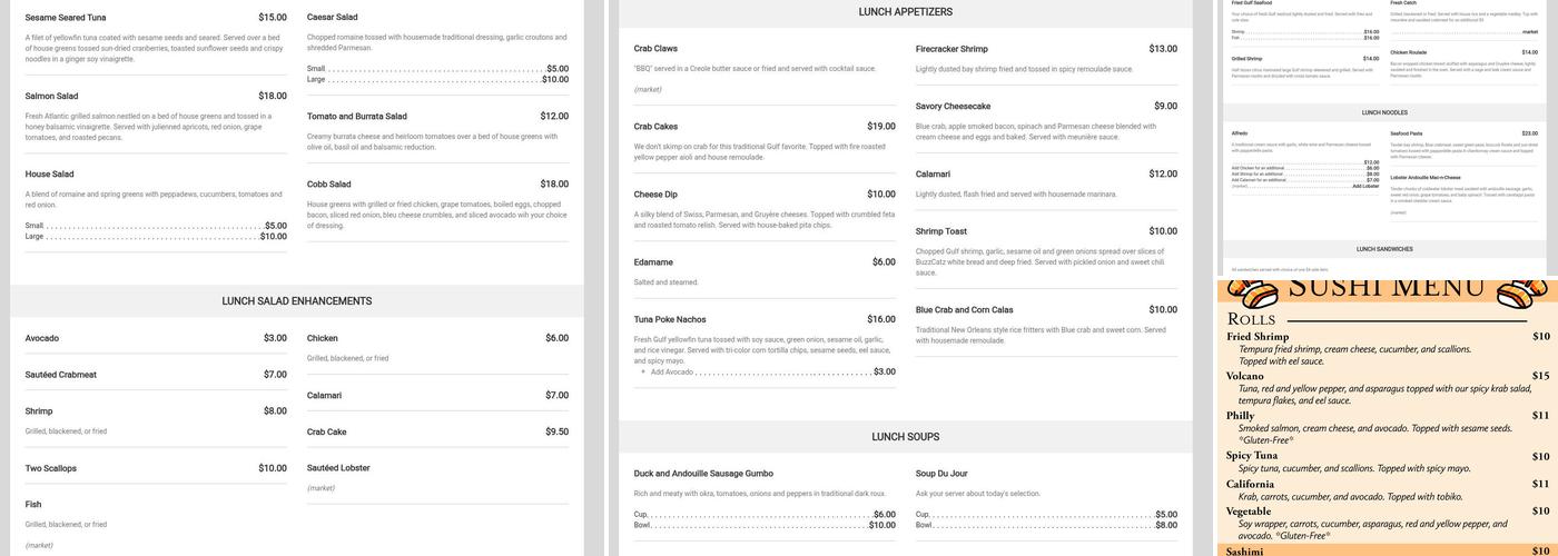 Cosmo's Restaurant & Bar Menu