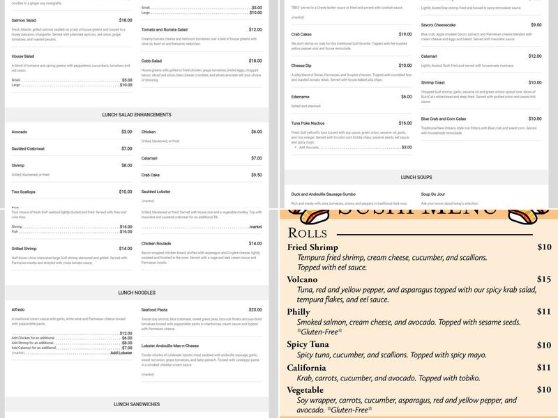 Cosmo's Restaurant & Bar Menu