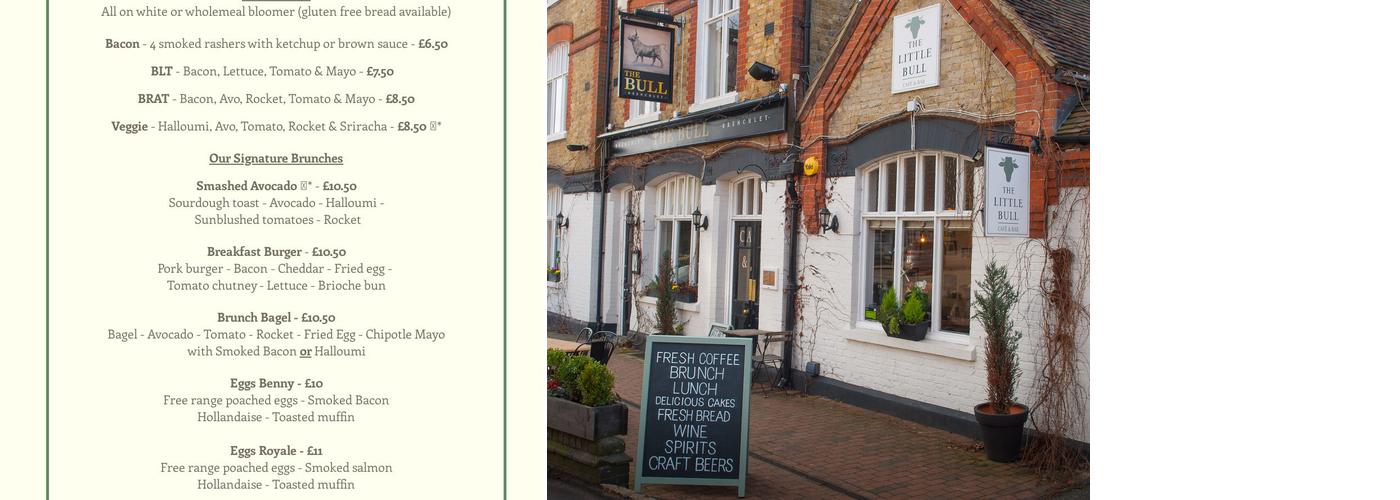 The Little Bull Café & Bar Menu