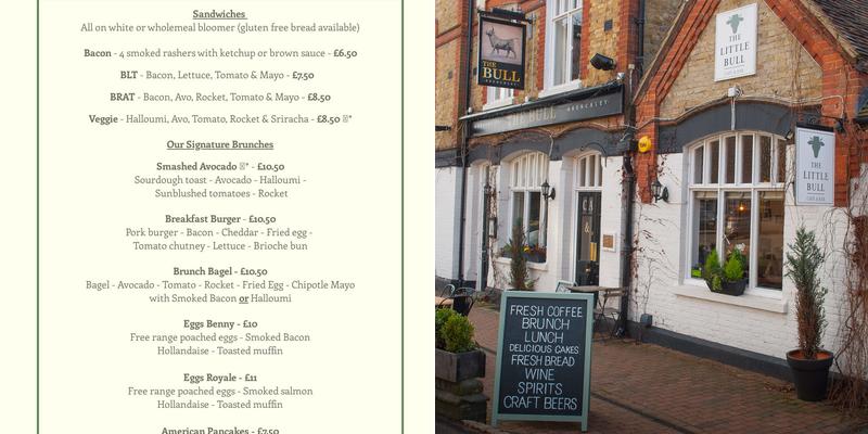 The Little Bull Café & Bar Menu