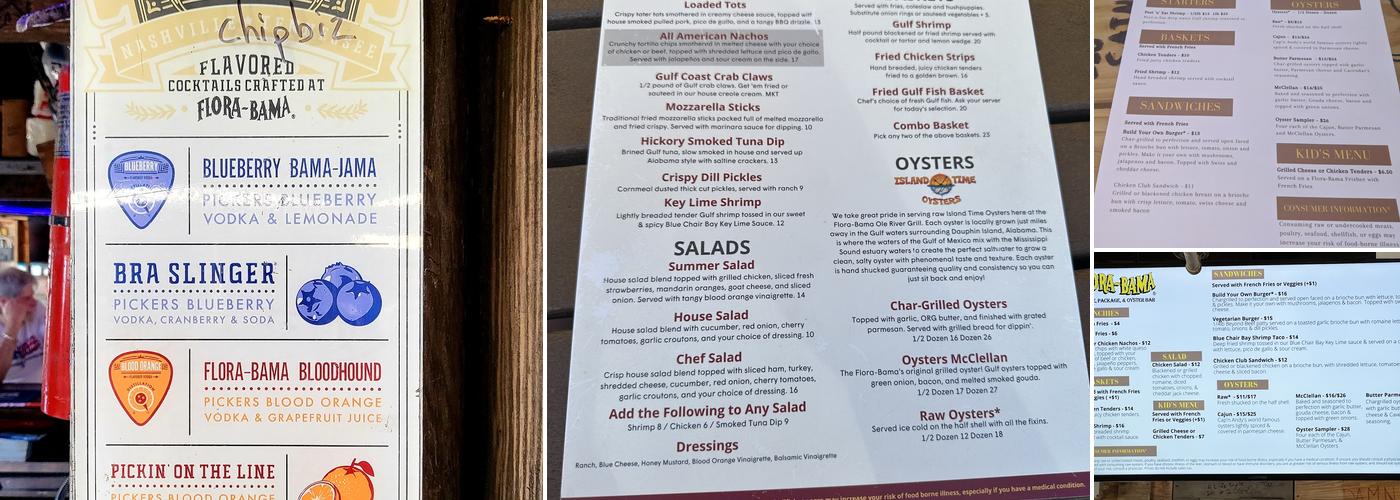 Flora-Bama Menu
