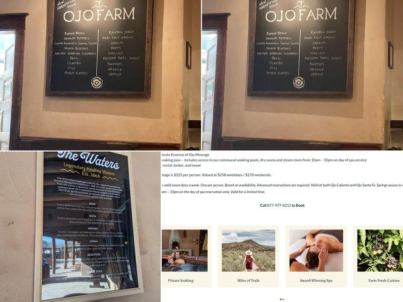 Ojo Caliente Restaurant and Hotel Menu