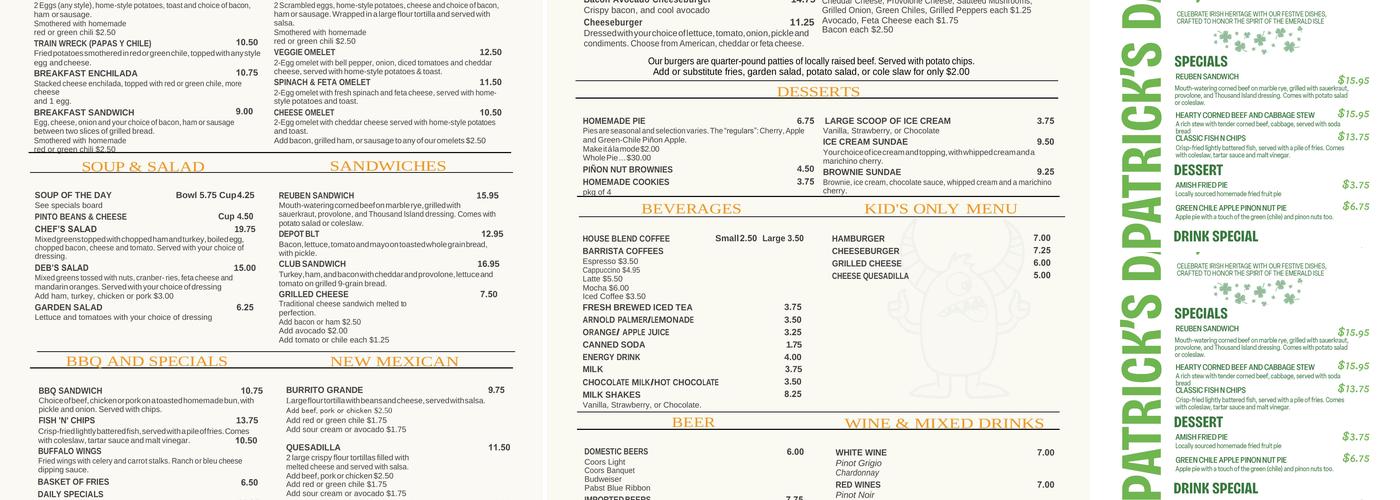 Chili Line Depot Menu