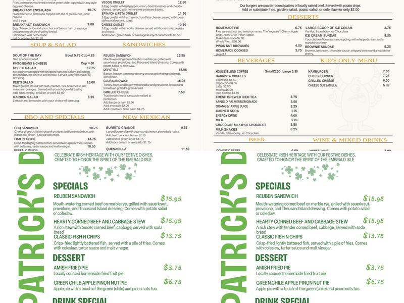 Chili Line Depot Menu