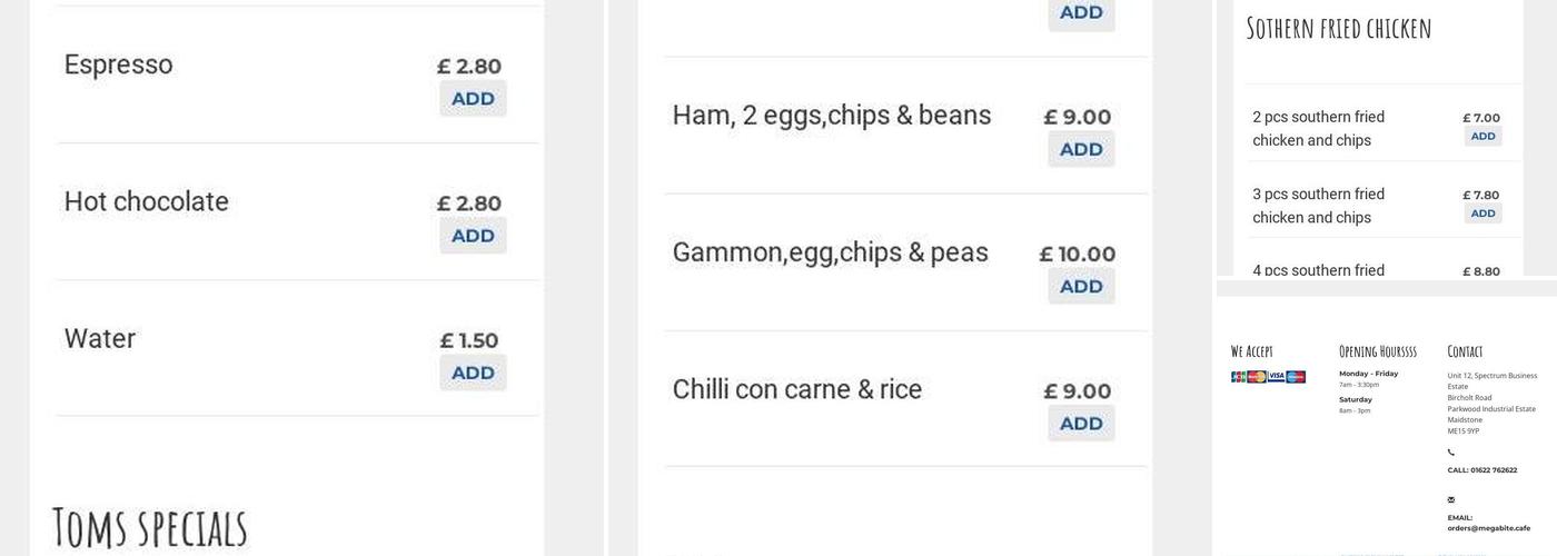 Megabite Coffee Shop Menu