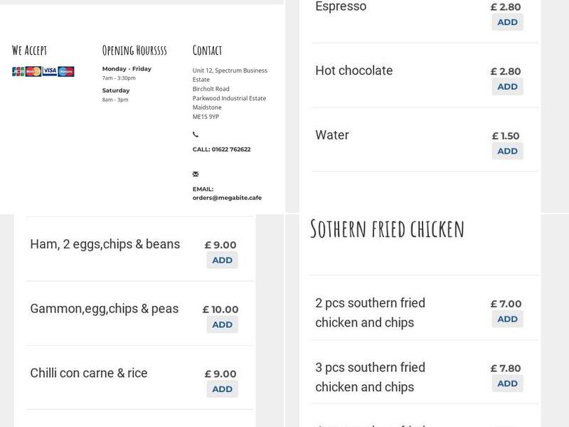 Megabite Coffee Shop Menu