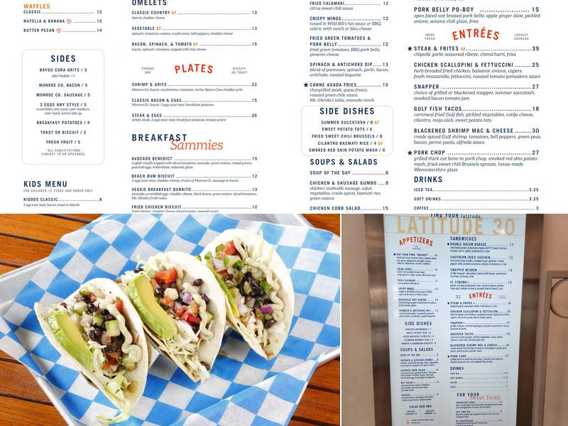 Latitude 30 Menu