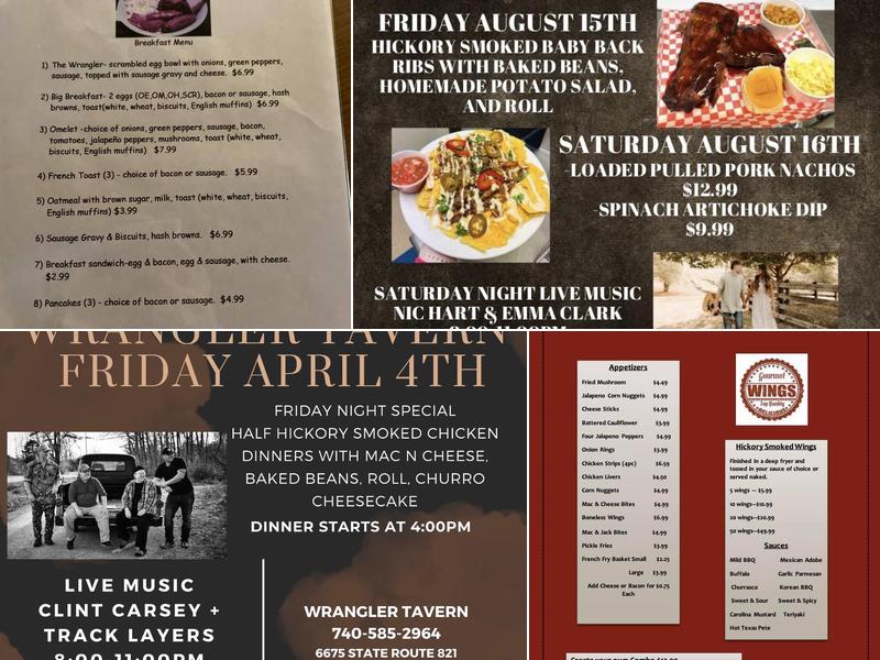 Wrangler Tavern Bar and Grill Menu