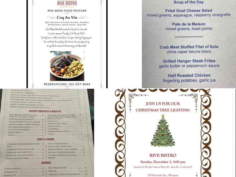Rive Bistro Menu