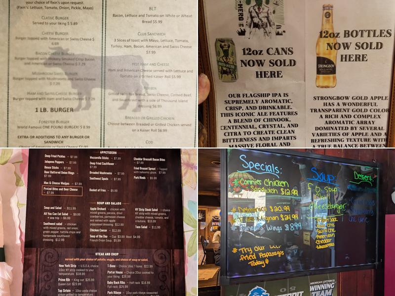 Forester Inn Menu