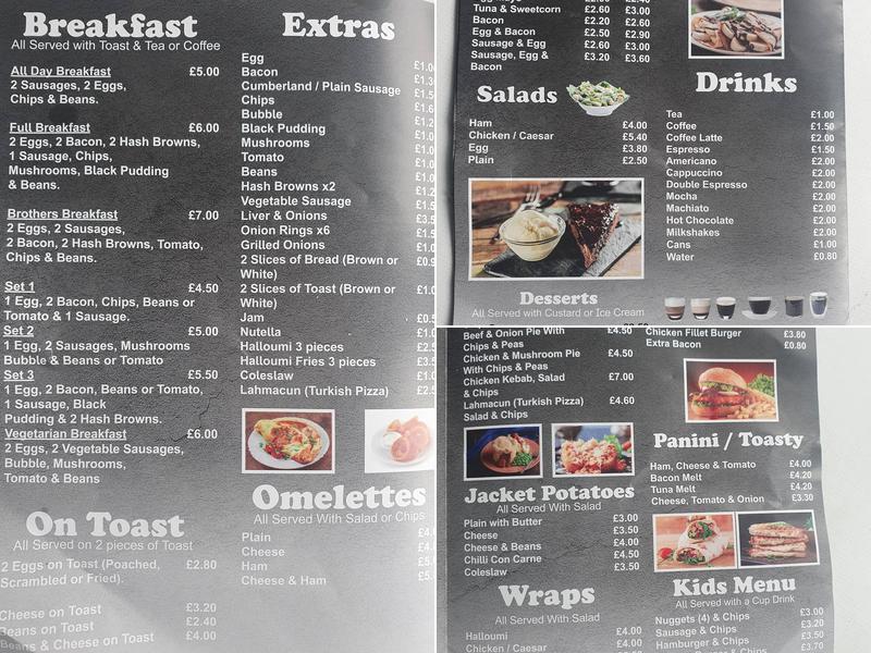 Brothers cafe Menu