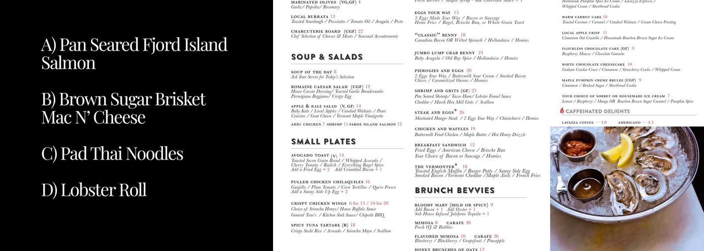 Fork and Fire Menu