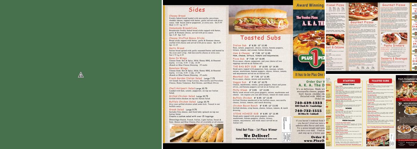 Plus 1 Pizza Menu