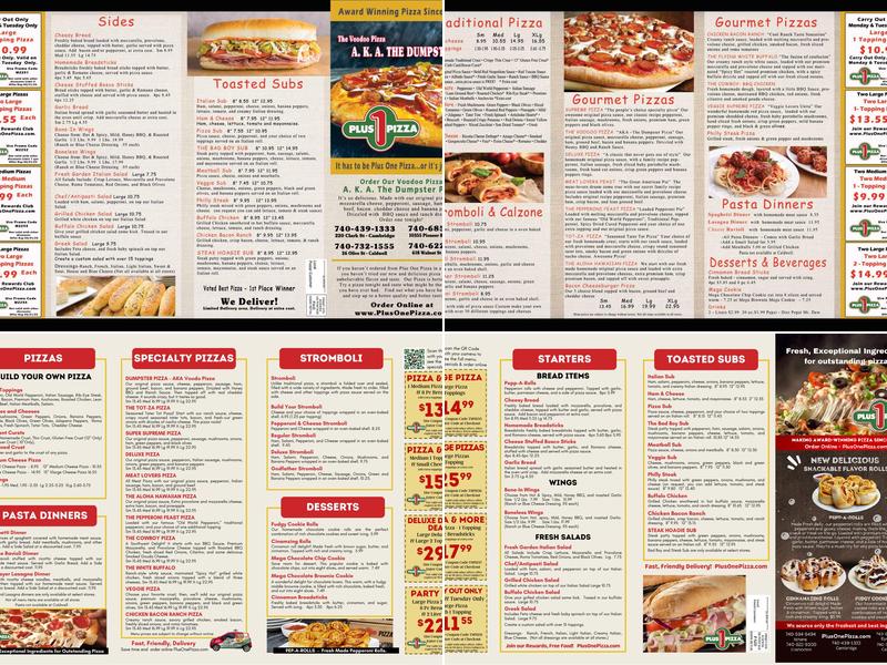 Plus 1 Pizza Menu