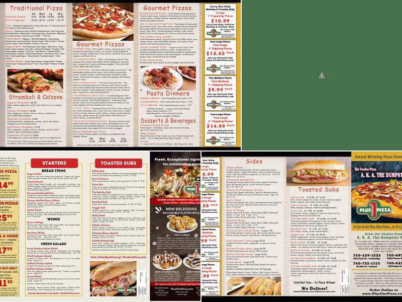 Plus 1 Pizza Menu