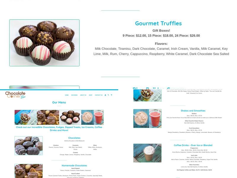 Chocolate Corner & Ice Cream Menu