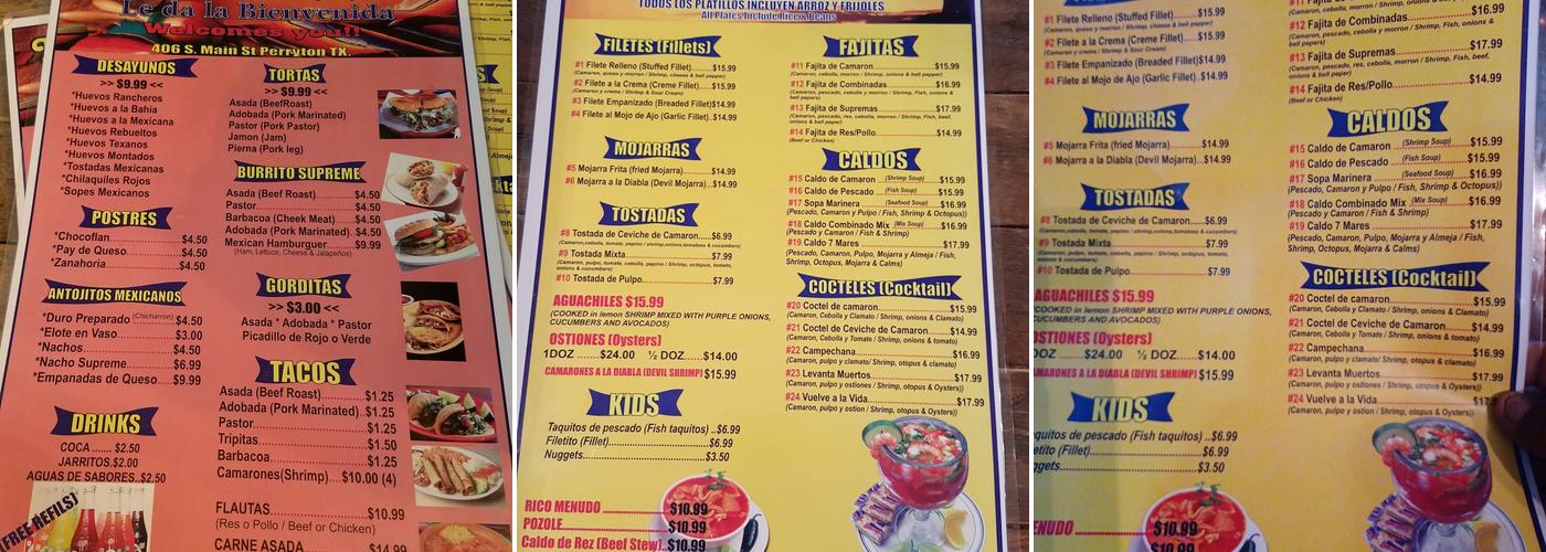 La Mariscada Menu