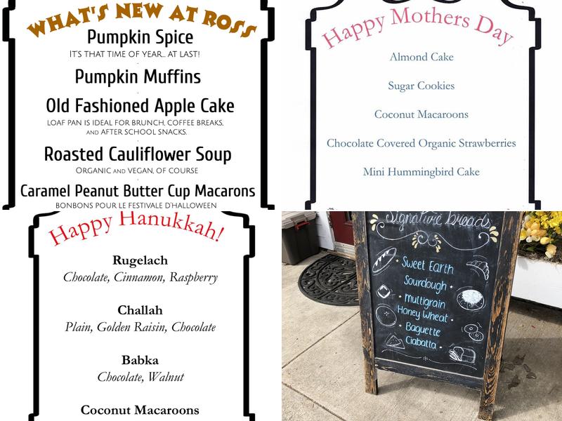 Ross Artisanal Bakery & Cafe Menu