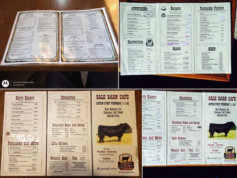 Texhoma Livestock Cafe Menu
