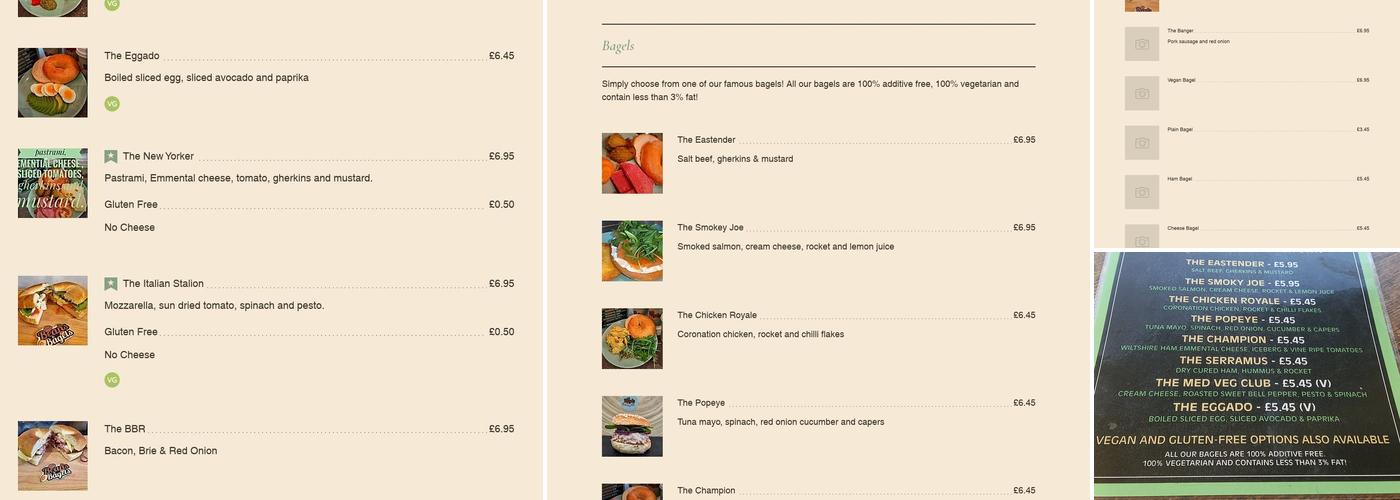 Beans and Bagels Menu