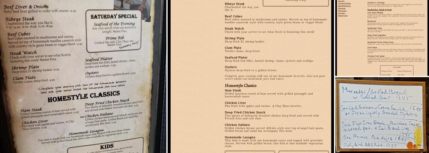 Clay Haus Menu