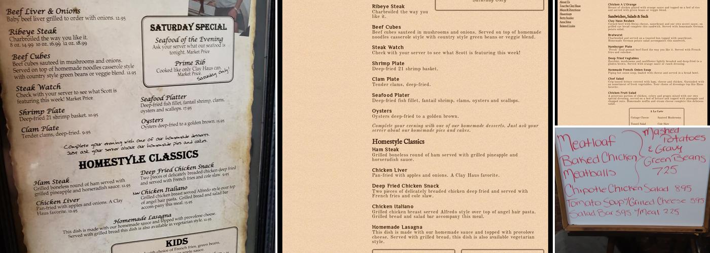 Clay Haus Menu