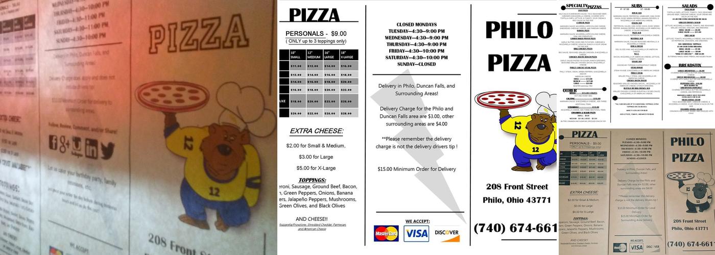 Philo Pizza Menu