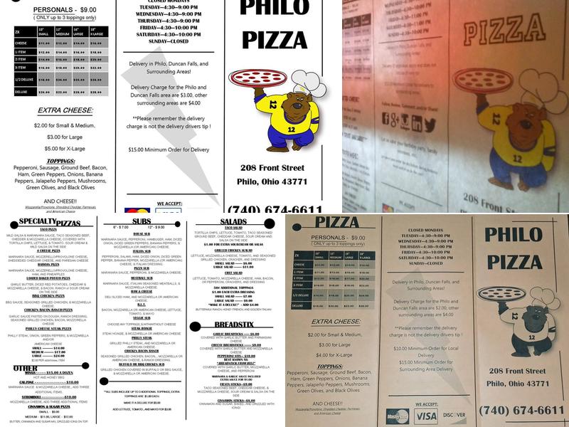 Philo Pizza Menu