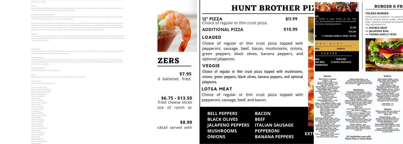 Fin & Feather Bar and Grill Menu