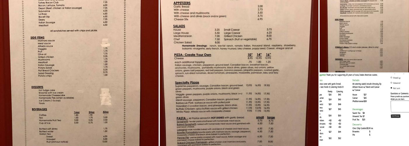 Bocelli Pizza & Pasta Shoppe Menu