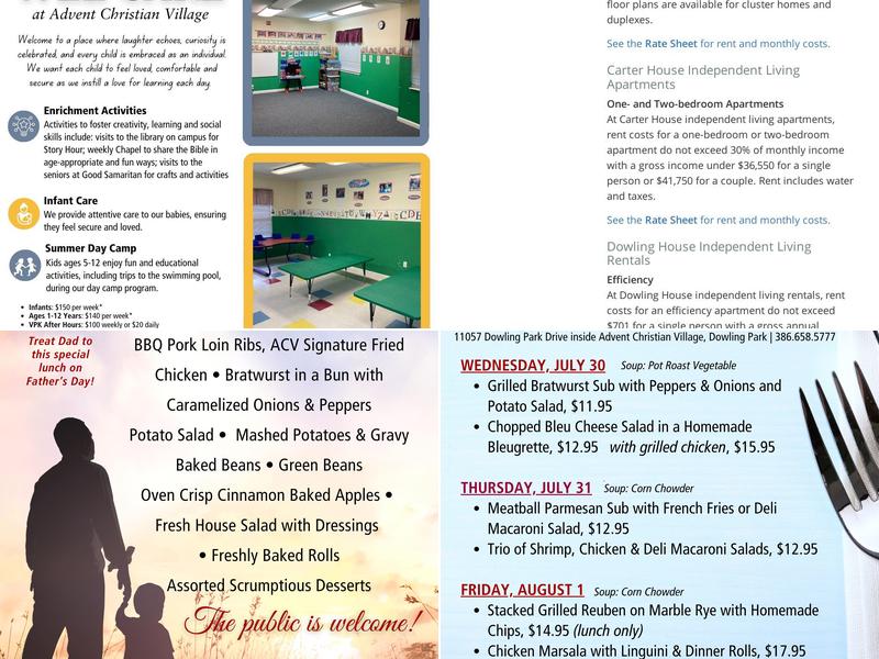 River Landing Bistro at Advent Christian Village Menu