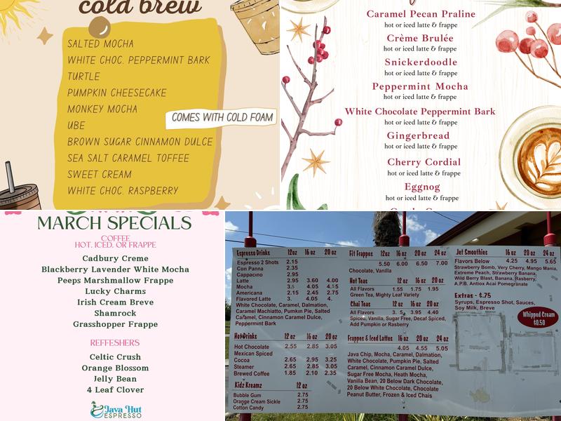 Java Hut Espresso Menu