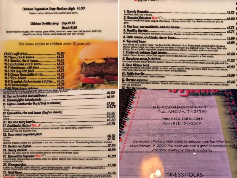 Casa Mexico Menu