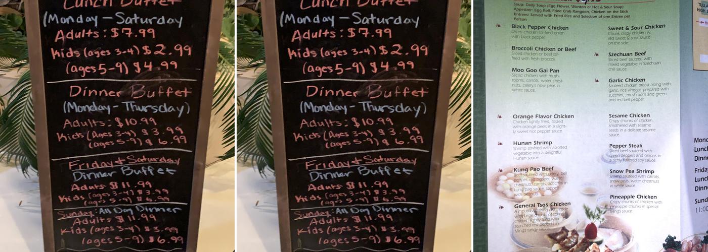 King's Buffet Menu