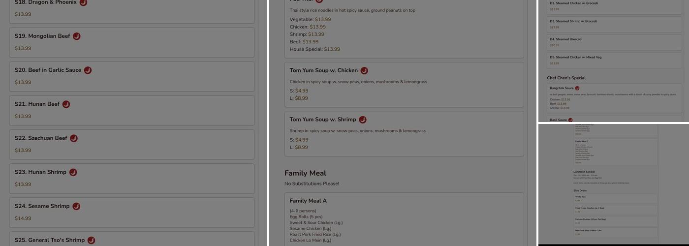 Chef Chen's Menu