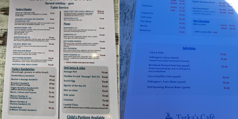 Tarka's Café Menu