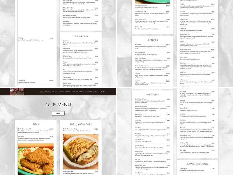 Pizza King Menu