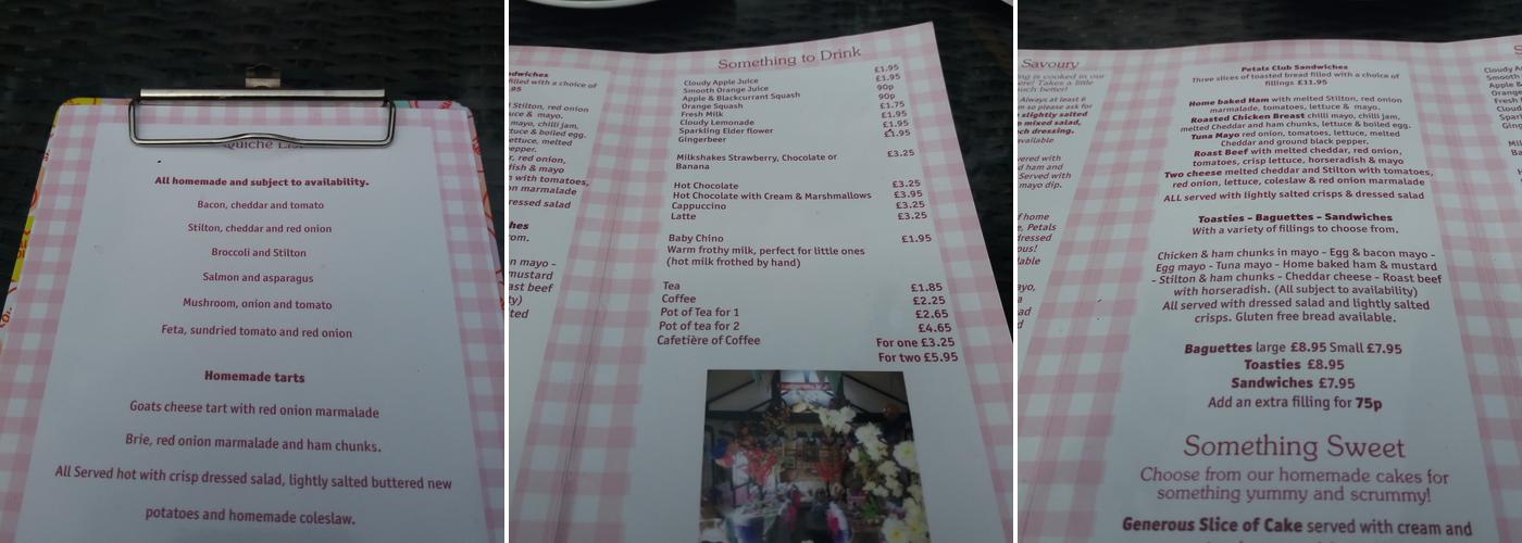 Petals Tearoom Menu