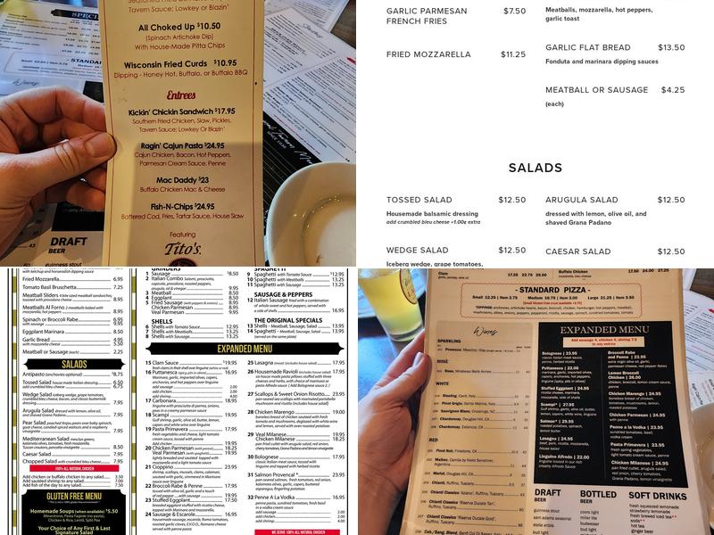 First & Last Tavern Avon Menu