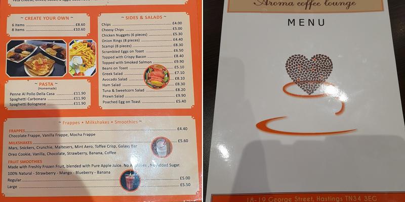 Aroma coffee Menu