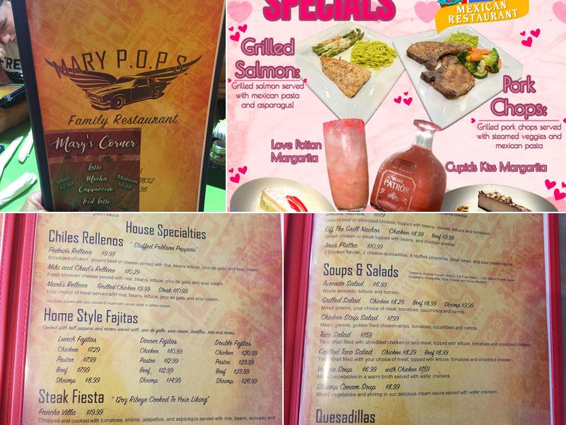 Mary P.O.P.S Mexican Restaurant Menu