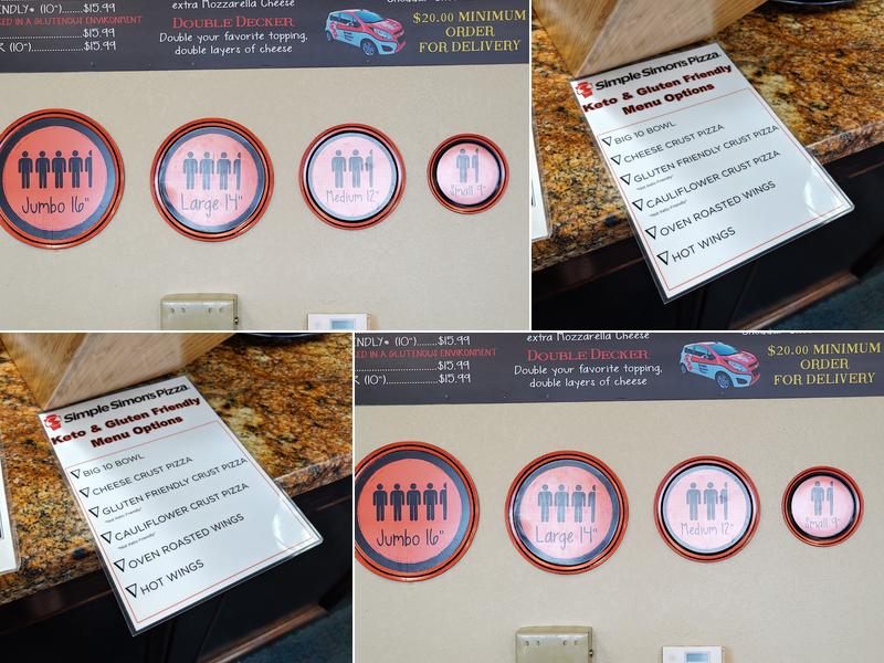 Simple Simon's Pizza Menu