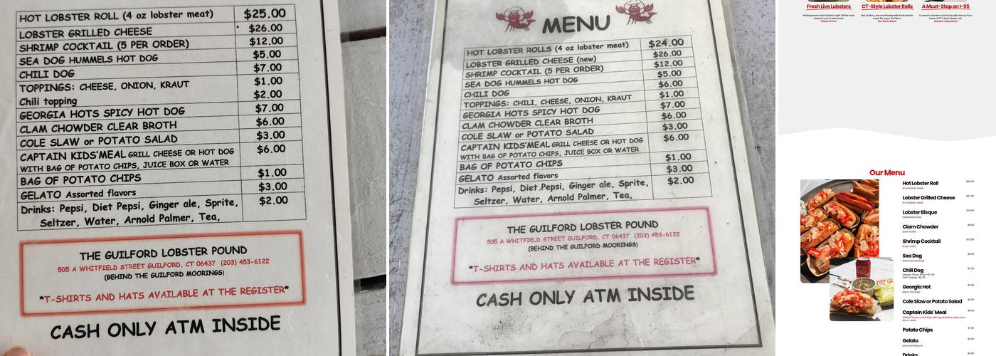 Guilford Lobster Pound Menu