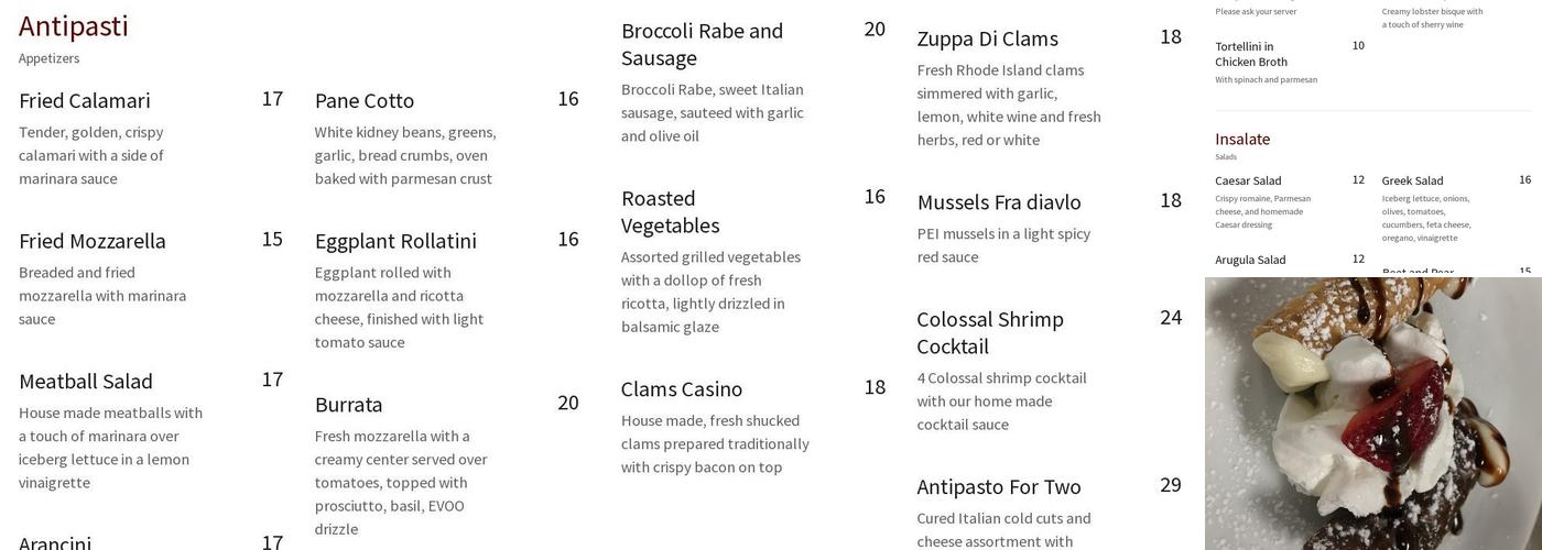 AMARONE RESTAURANT Menu