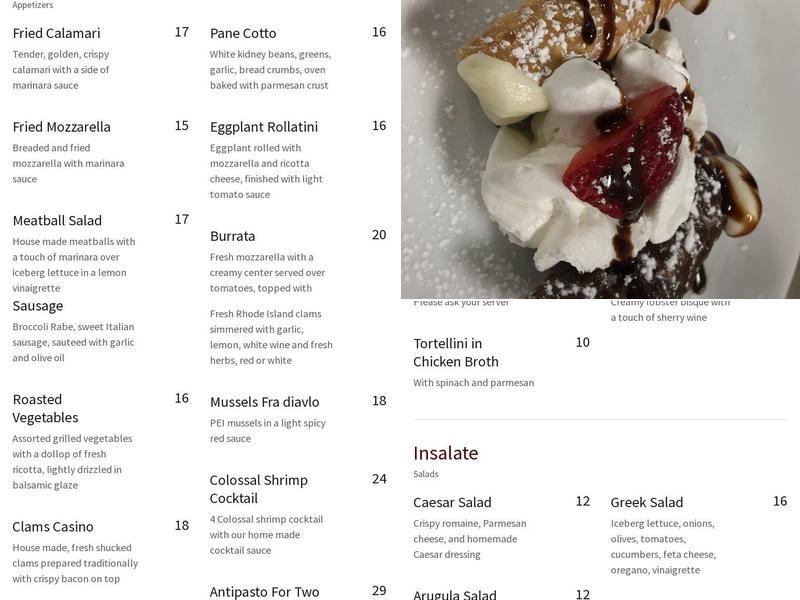 AMARONE RESTAURANT Menu