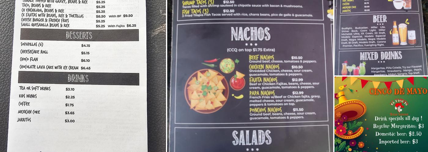 El Taquito Menu