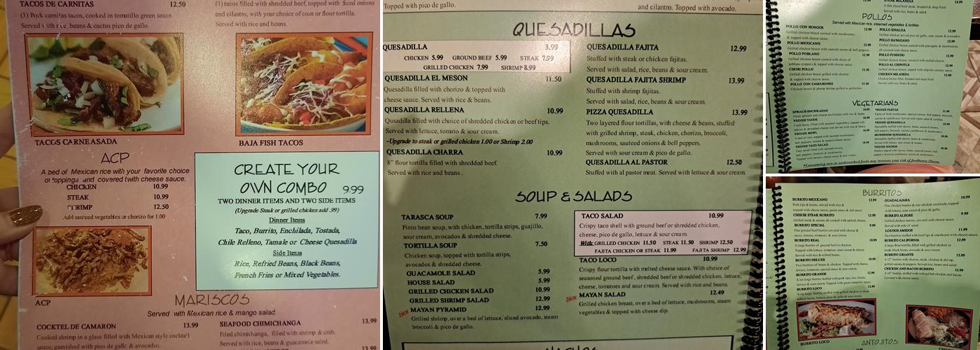 El Meson San Pedro Mexican Restaurant Menu