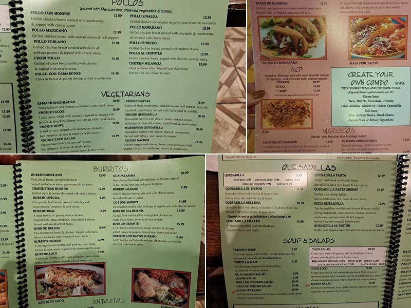 El Meson San Pedro Mexican Restaurant Menu