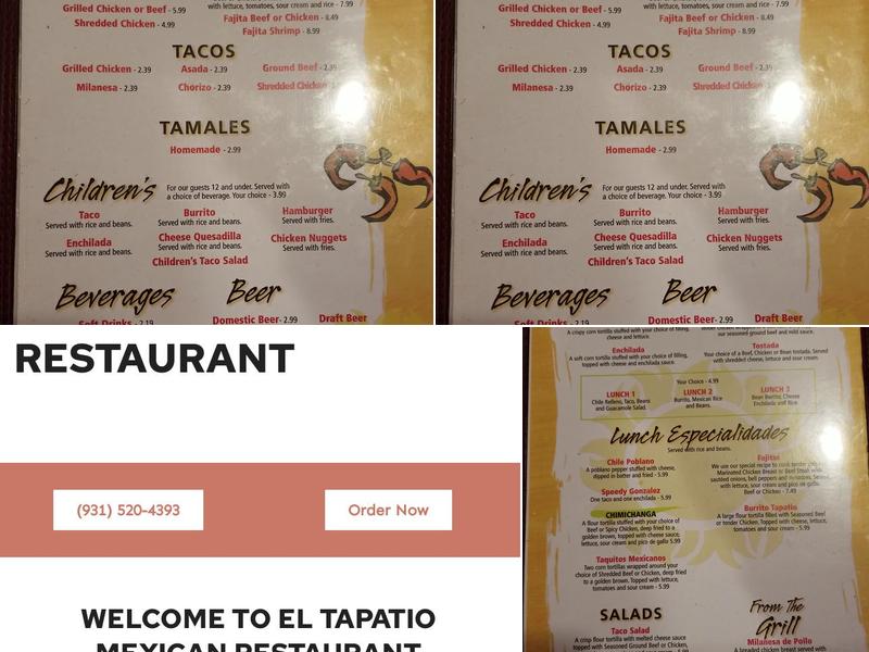 El Tapatio in Sparta Menu
